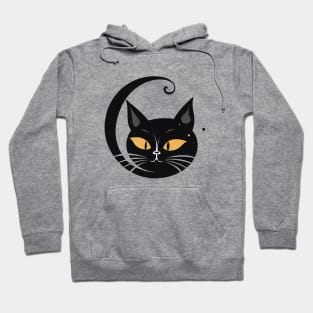 Black cat with orange eyes Hoodie